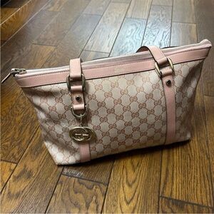 Gucci Beige and Pink Tote Bag